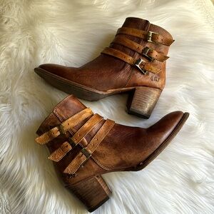 BED STU Tan Teak Driftwood Leather Ankle Boots Size 10